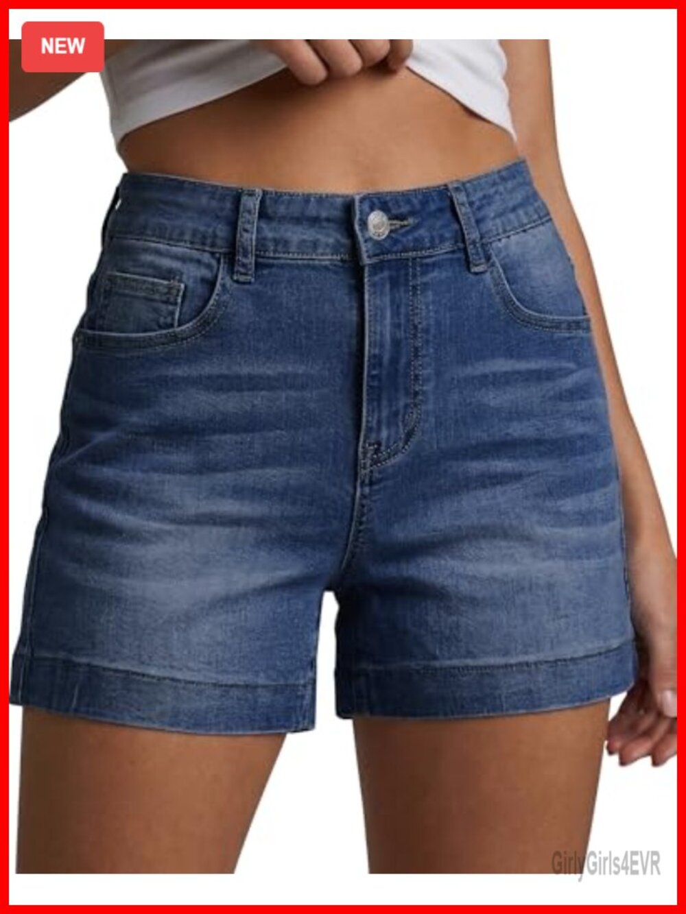 High Waist Stretch Denim Shorts Women Summer Jorts 4" Inseam 5-Pocket